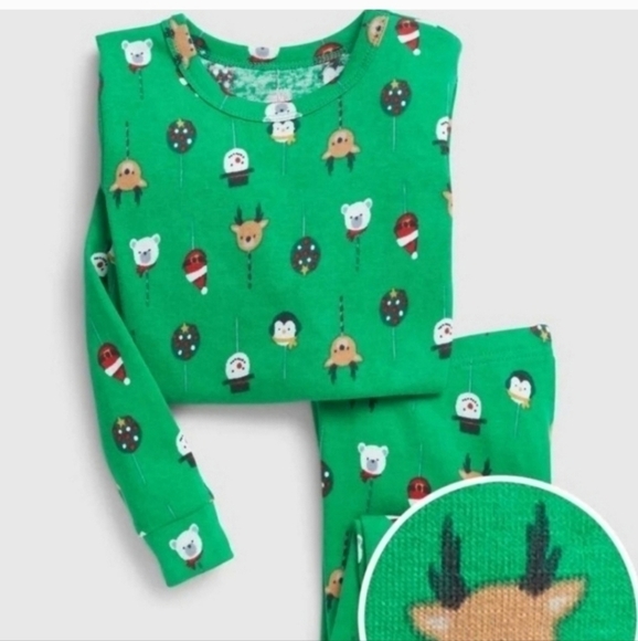 Gap Kids Organic Cotton Cake Pop Green Pajamas Set Size 12 New - Picture 2 of 4